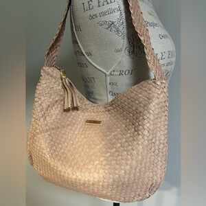 Elliott Lucca Braided Woven Leather Shoulder Bag Purse Hobo Thick Strap New